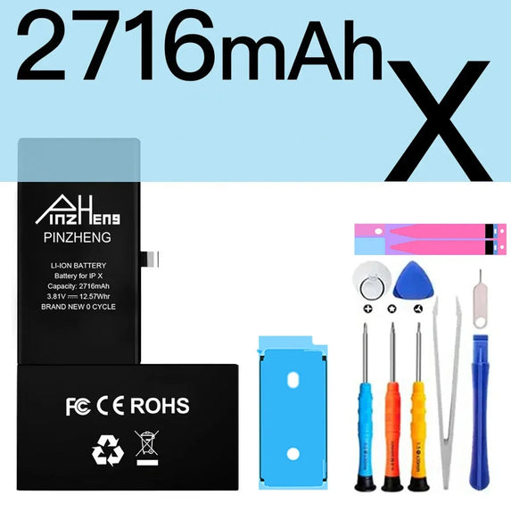 PINZHENG Battery For iPhone X XR XS 11 12 13 Mini Max Pro Promax Real High Capacity Replacement Bateria Warranty One Year