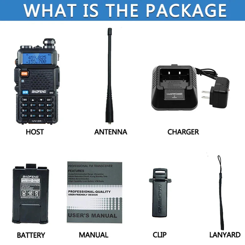 Baofeng Walkie Talkie UV 5R 5W 8W Dual Band Ham Two Way Radio Vhf Uhf FM Radio Handheld Transceiver Hunting 16KM