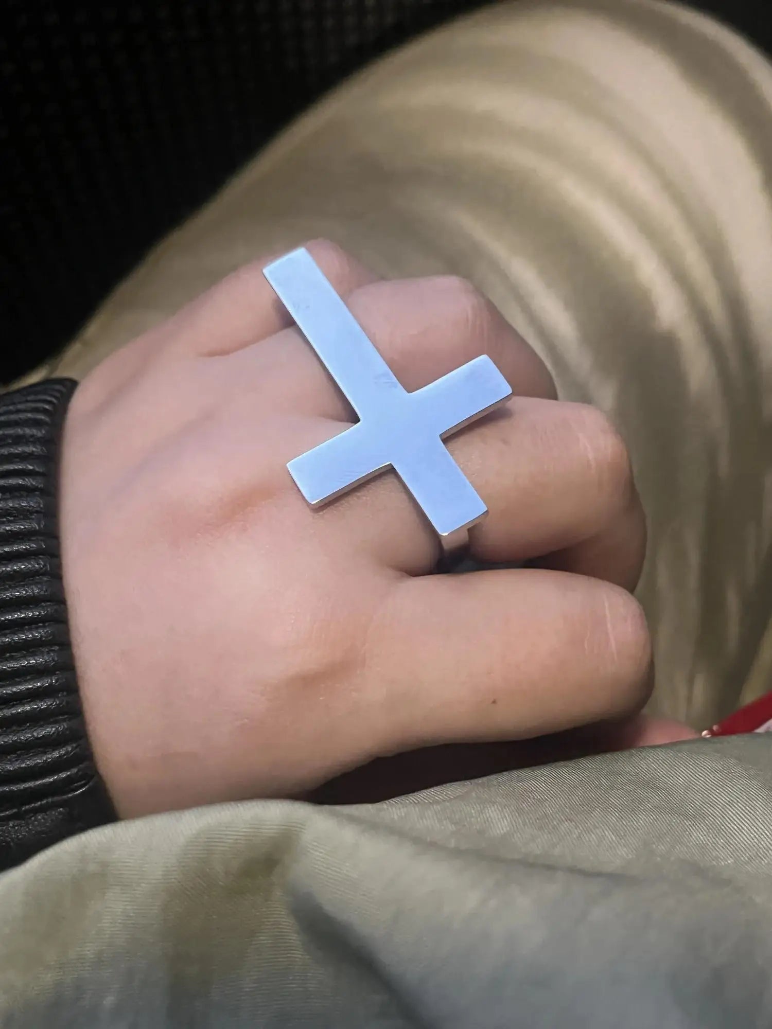 Custom Cross Ring Engraving Name Ring Men Stainless Steel Two Fingers Ring Knuckle Jewelry Women Personalized Gift for Boyfriend