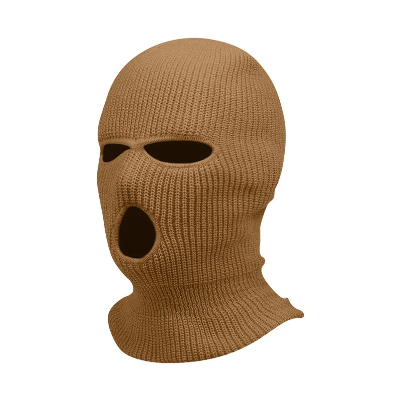 3Holes Winter Warm Unisex Balaclava Mask Hat Embroidery Full Face Mask Knitted Cycling Ski Snowboard Hat Cap Hip Hop Beanie Gift