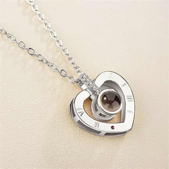 New Fashion Unisex Titanium Steel Necklace Heart Shaped Photo Picture Locket Lover Friend Pendant Chain Jewelry Accessoires