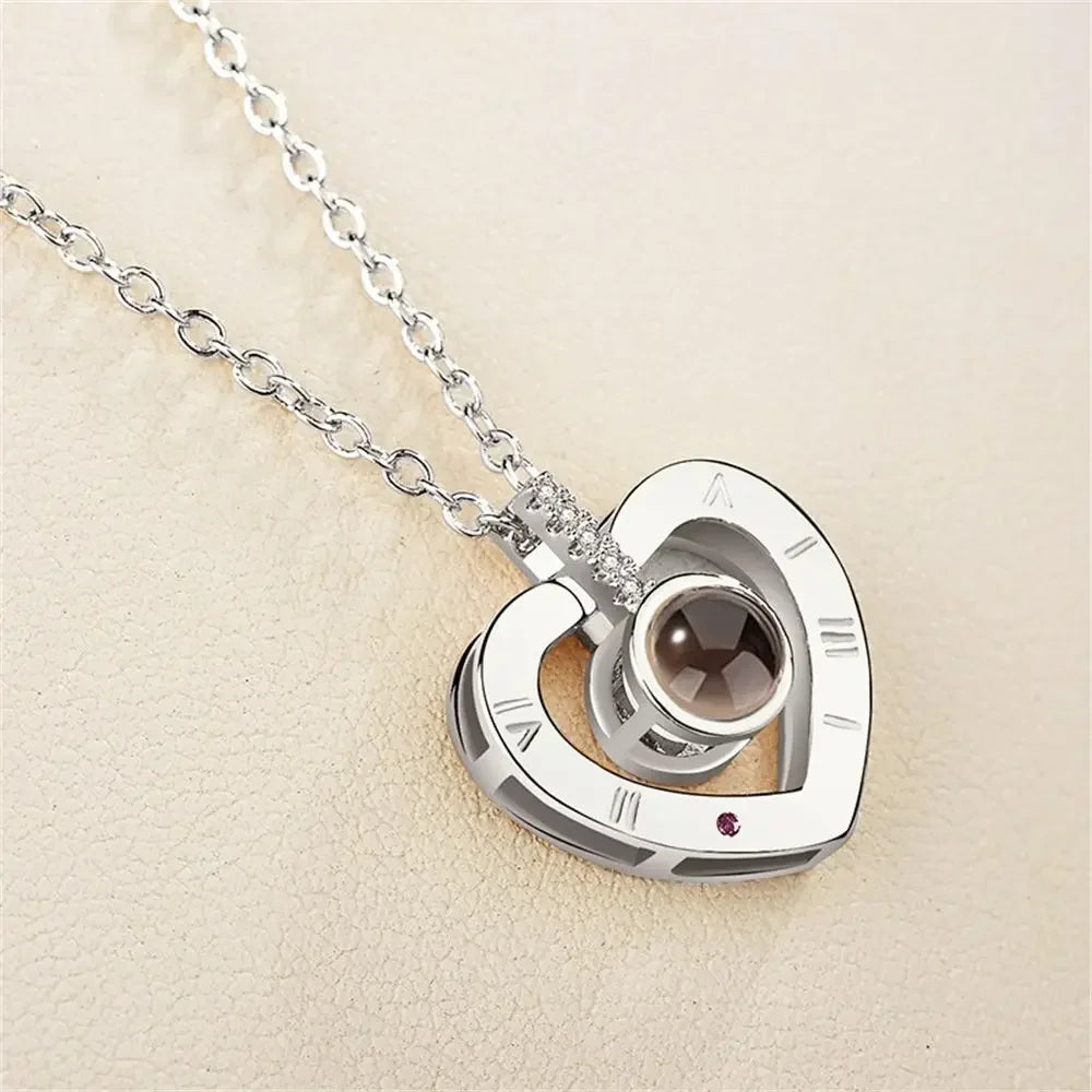 New Fashion Unisex Titanium Steel Necklace Heart Shaped Photo Picture Locket Lover Friend Pendant Chain Jewelry Accessoires