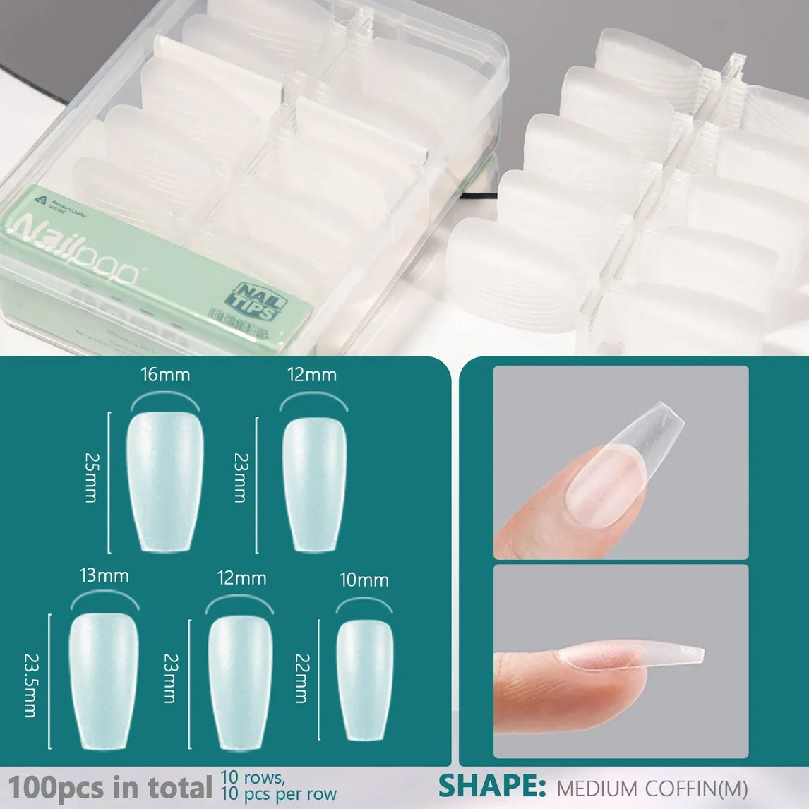 Nailpop Soft Gel Tips for Nails Extension System Ultra Matt Short Coffin Fake Nail Capsule for Handmade Press on Nails 100pcs