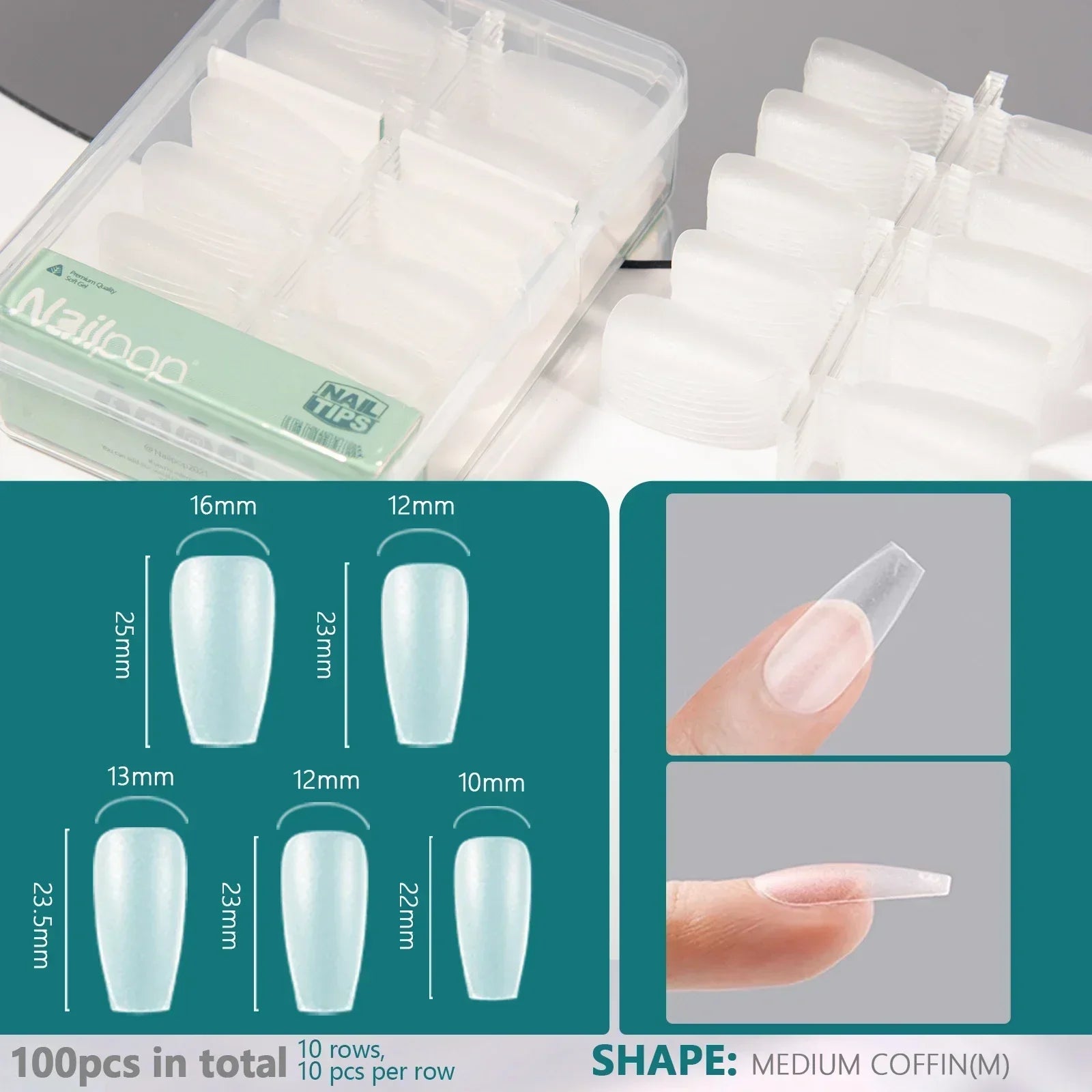 Nailpop Soft Gel Tips for Nails Extension System Ultra Matt Short Coffin Fake Nail Capsule for Handmade Press on Nails 100pcs