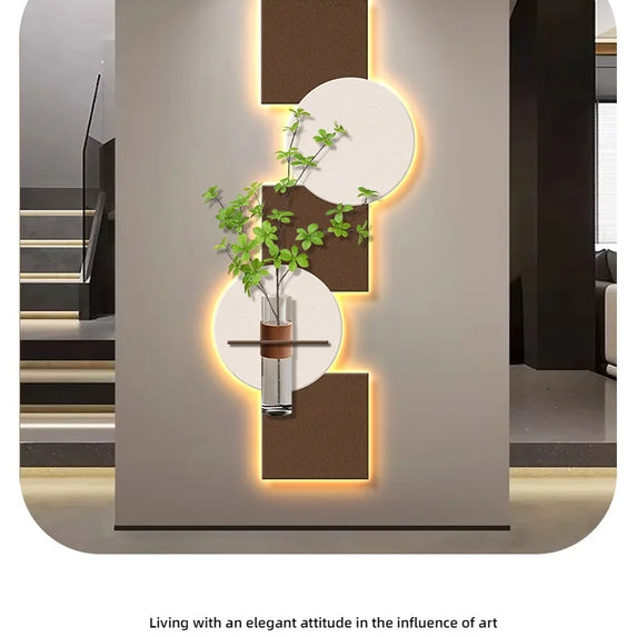 Modern Hydroponics Green Plants LED Decorative Paintings Home Decor Living Room Bedroom Entrance Hallway Sandstone Mural Lights