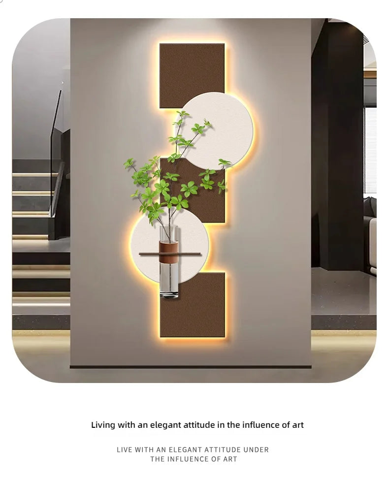 Modern Hydroponics Green Plants LED Decorative Paintings Home Decor Living Room Bedroom Entrance Hallway Sandstone Mural Lights