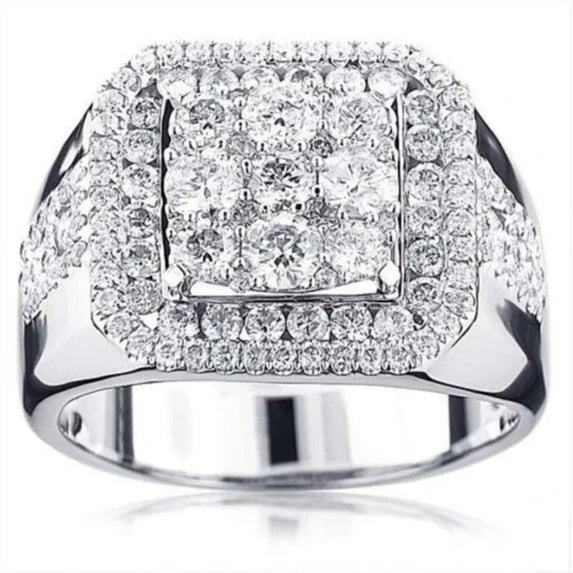 Ofertas Hip Hop Style Trendy Men Women Rings Copper Ring Iced Out Bling Pave Cubic Zirconia Geometry Ring Charms