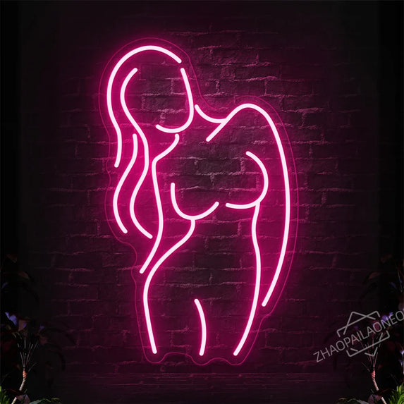 Sexy Lady Body Pink LED Neon Light Sign Wall Decor Dimmable LED Lights Bedroom Living Bar Club Decorations Game Room Party Gift
