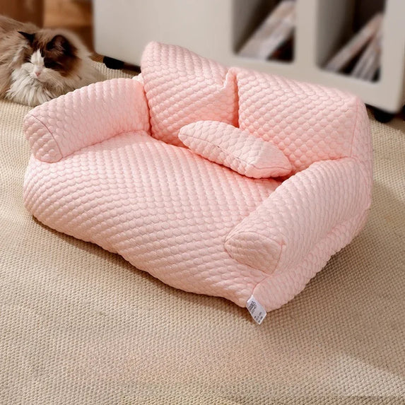 Cat Summer Beds Pet Sofa Dog Nest Removable Washable Waterproof Breathable Ice Silk Soft Cat Bed Small Kitten House