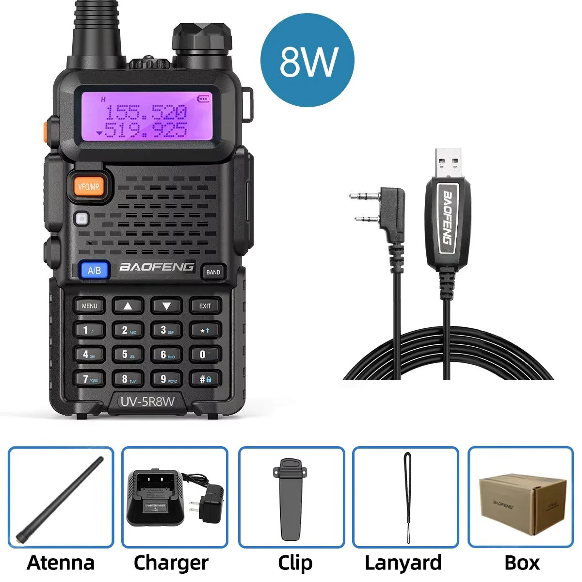 Baofeng Walkie Talkie UV 5R 5W 8W Dual Band Ham Two Way Radio Vhf Uhf FM Radio Handheld Transceiver Hunting 16KM