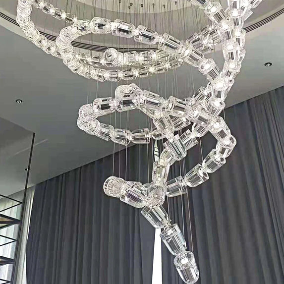 Post-modern simple luxury dining room glass chandelier Nordic designer minimalist art strip living room study bar
