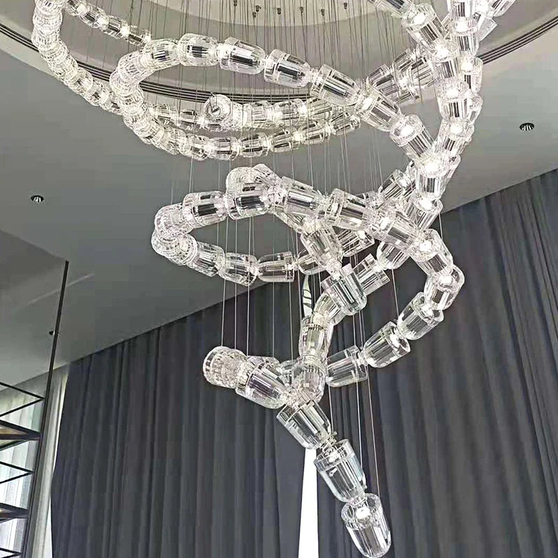 Post-modern simple luxury dining room glass chandelier Nordic designer minimalist art strip living room study bar