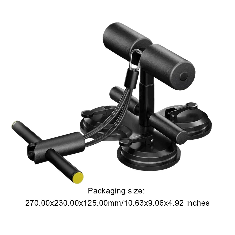 Sit Up Floor Holder with 3 Suction Cup Situp Bar Assistance Device with Pull Rope Sit Up Exercise Equipment for Home Office Gym