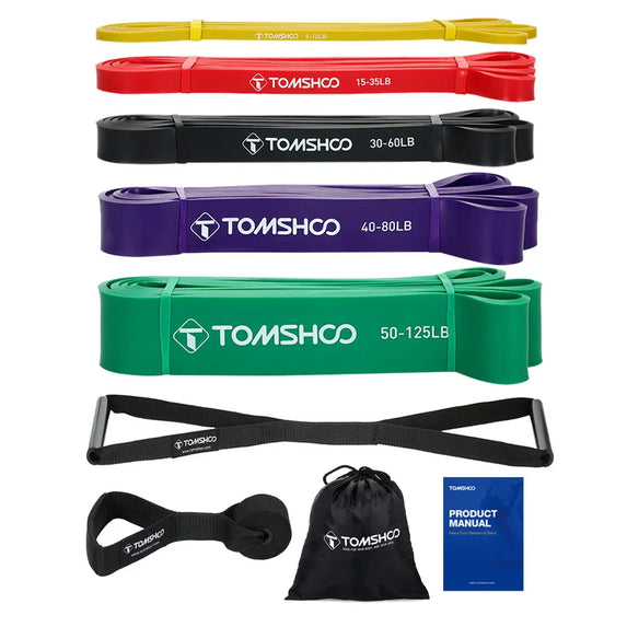 5 PCS Pull Up Assist Bands Set Resistance Loop Bands Powerlifting Exercise Stretch Bands with Door Anchor and Handles