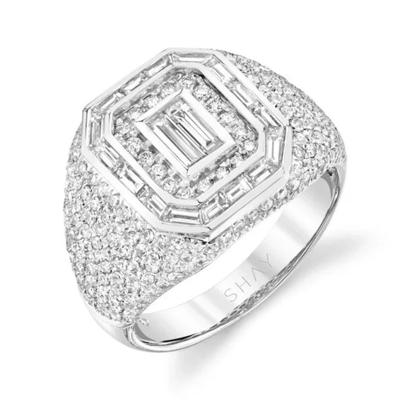 Ofertas Hip Hop Style Trendy Men Women Rings Copper Ring Iced Out Bling Pave Cubic Zirconia Geometry Ring Charms