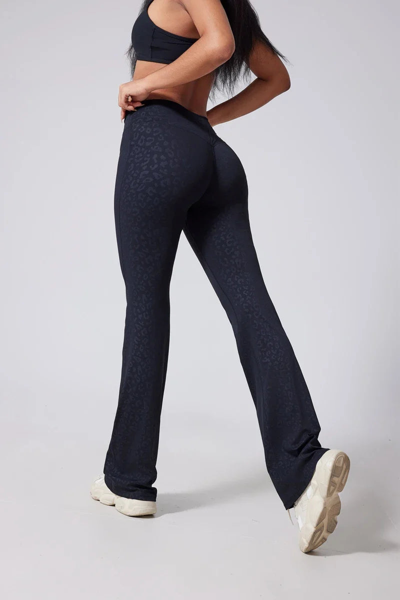 DIAS FIT JOY Women's Hip lifting flared pants high waisted yoga fitness pants sports micro flared yoga pants wide leg pants