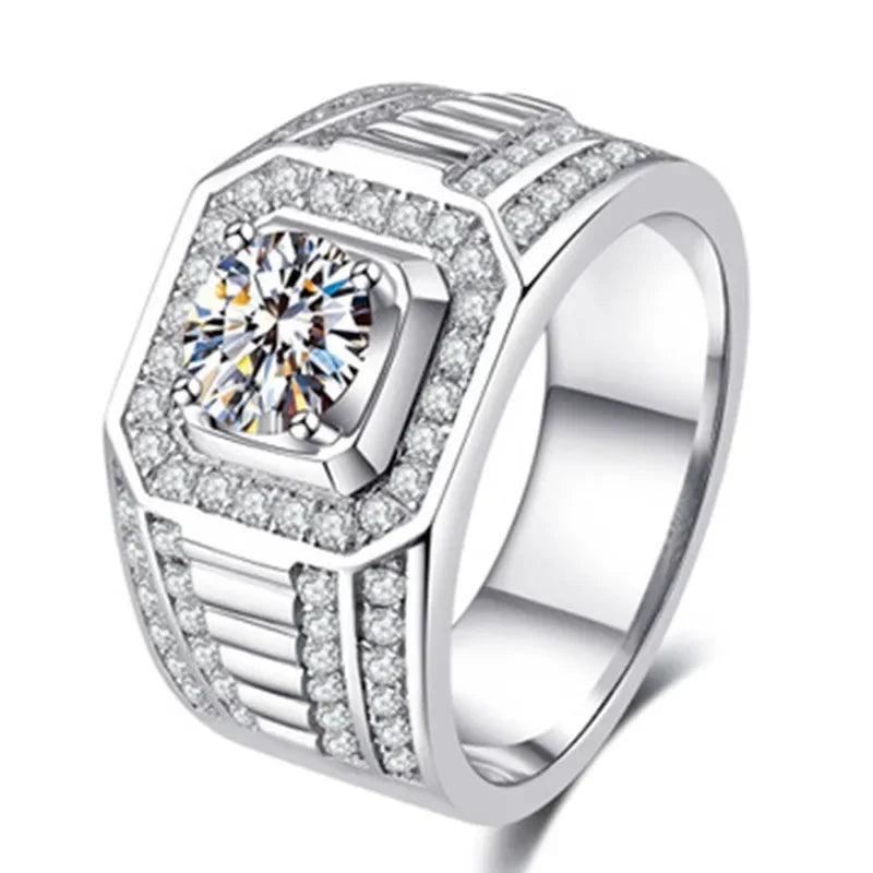 Ofertas Hip Hop Style Trendy Men Women Rings Copper Ring Iced Out Bling Pave Cubic Zirconia Geometry Ring Charms