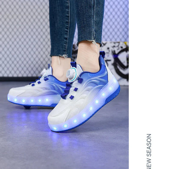 Two Wheels Children's Led Light Roller Skate Shoes For Kids Boys Girls Glowing Sports Luminous Sneakers Skateboard USB Charging