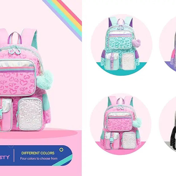 Meetbelify Backpack for Girls Schoolbag Aesthetic Backpack for Elementary Student Teen Girls Bookbag with Lunchbox and Penbag