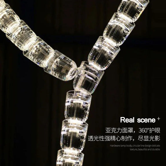 Post-modern simple luxury dining room glass chandelier Nordic designer minimalist art strip living room study bar