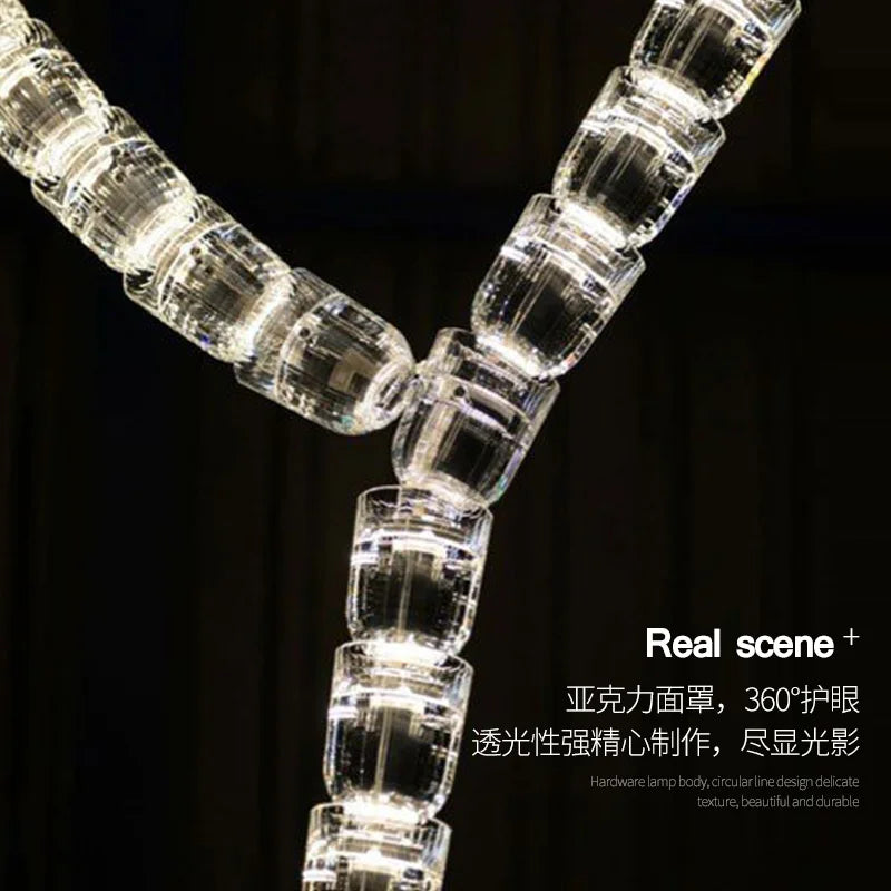 Post-modern simple luxury dining room glass chandelier Nordic designer minimalist art strip living room study bar