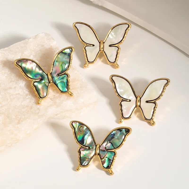 Luxury Pearl Shell Earring Ring Brooch Jewelry Set, Natural Stone Ring & Flower Earring,Women's Elegant Clothing Decoration Gift