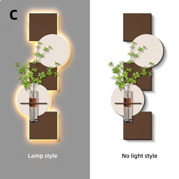 Modern Hydroponics Green Plants LED Decorative Paintings Home Decor Living Room Bedroom Entrance Hallway Sandstone Mural Lights
