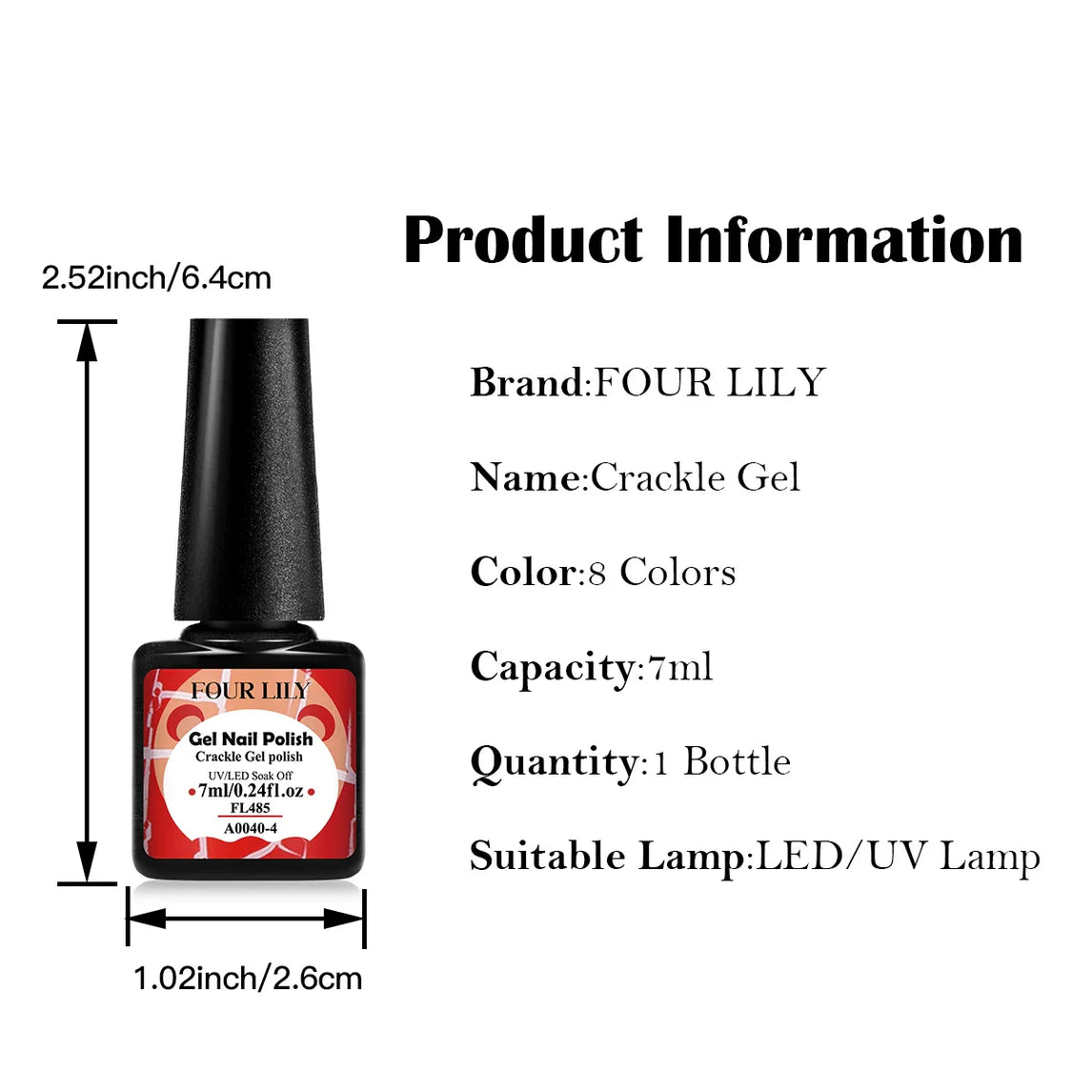 Four Lily 7ml Crackle Gel Nail Polish Hybrid Natural Dry DIY Nail Art Cracking Gel Polish Semi Permanent Soak Off Varnish Design