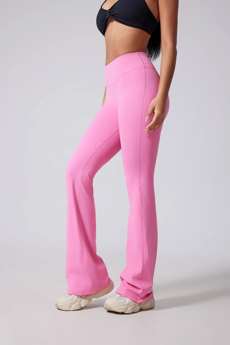 DIAS FIT JOY Women's Hip lifting flared pants high waisted yoga fitness pants sports micro flared yoga pants wide leg pants