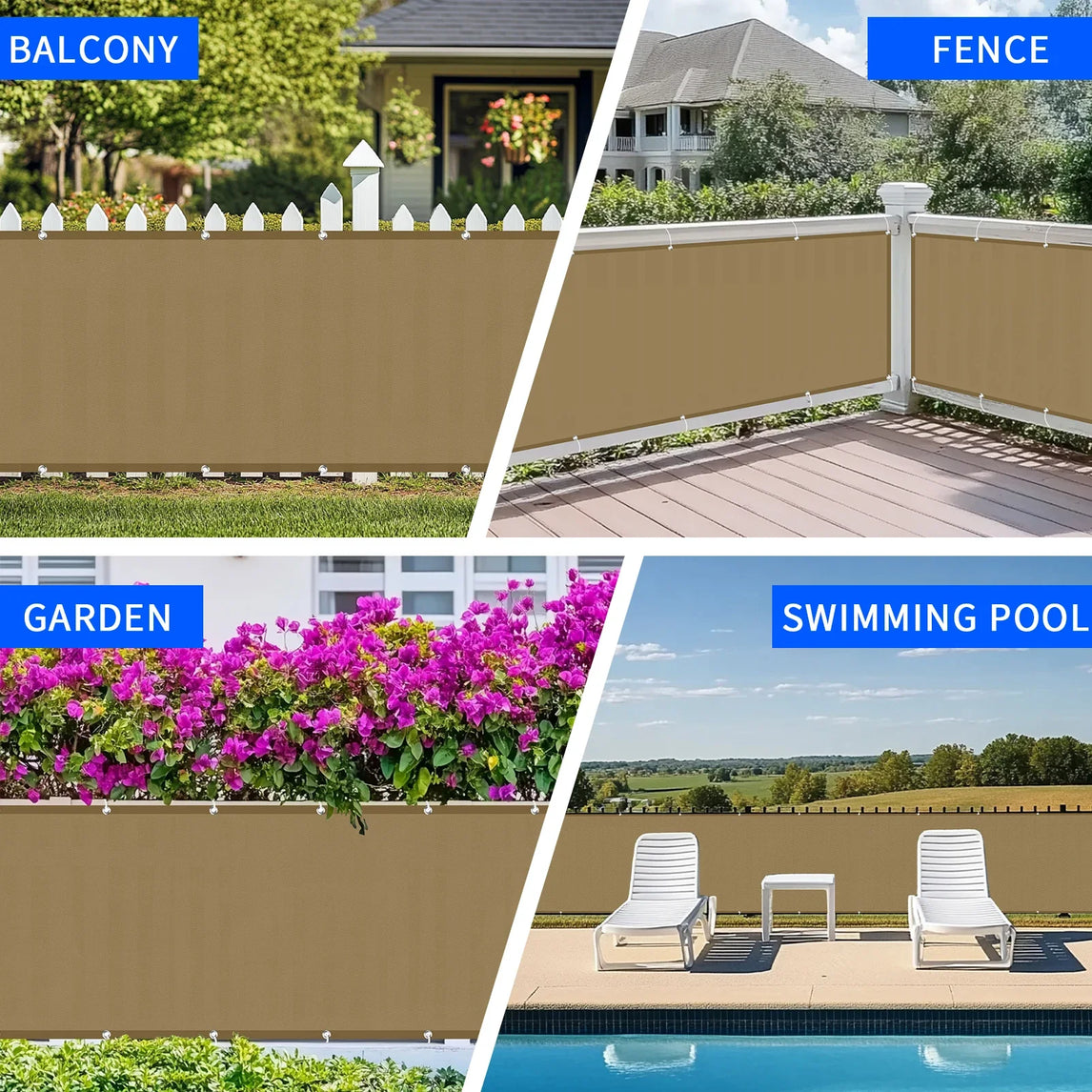 Balcony Privacy Screen Cover Fence Patio Waterproof Shade Cloth 95% UV Protection Shield Deck Shade Sail Garden Porch Pool Decor