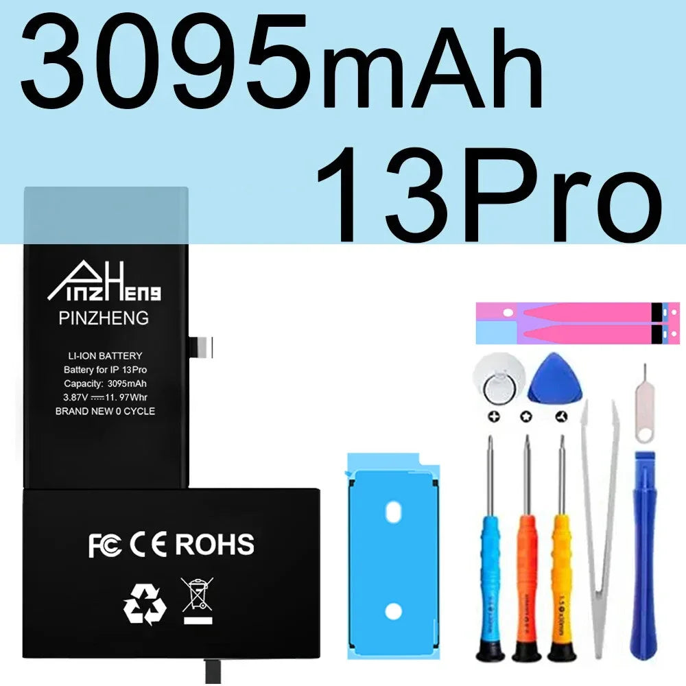 PINZHENG Battery For iPhone X XR XS 11 12 13 Mini Max Pro Promax Real High Capacity Replacement Bateria Warranty One Year