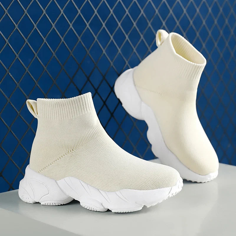 Kid Shoes Sneakers Fashion Knit Luxury Designer High Top Children Shoes Comfortable Casual Running Sports Tennis Shoes Boy Girls