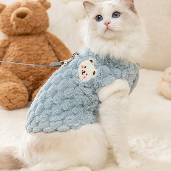 Winter Warm Hairless Cat Clothes for Cats Gotas Cute Pet Cardigan Sweater with Buckle Sphynx Kedi Vest mascotas Costume Clothing