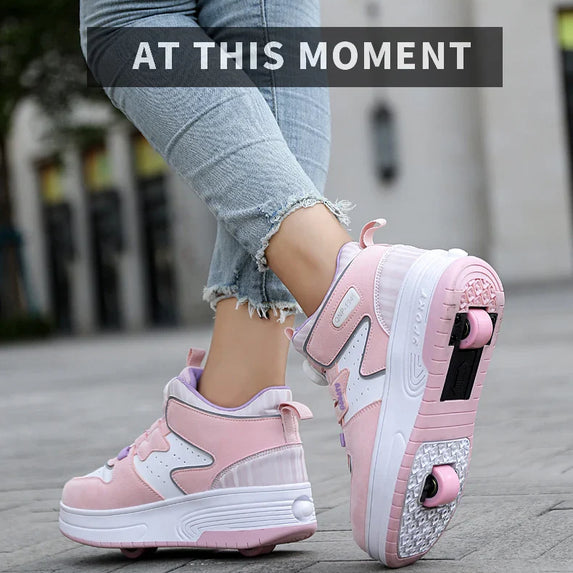 Children Junior Roller Skate Shoes Kids Sneakers with Two Boys Girls Wheels Shoes Running Adult Casual Boys Shoes size 31-42