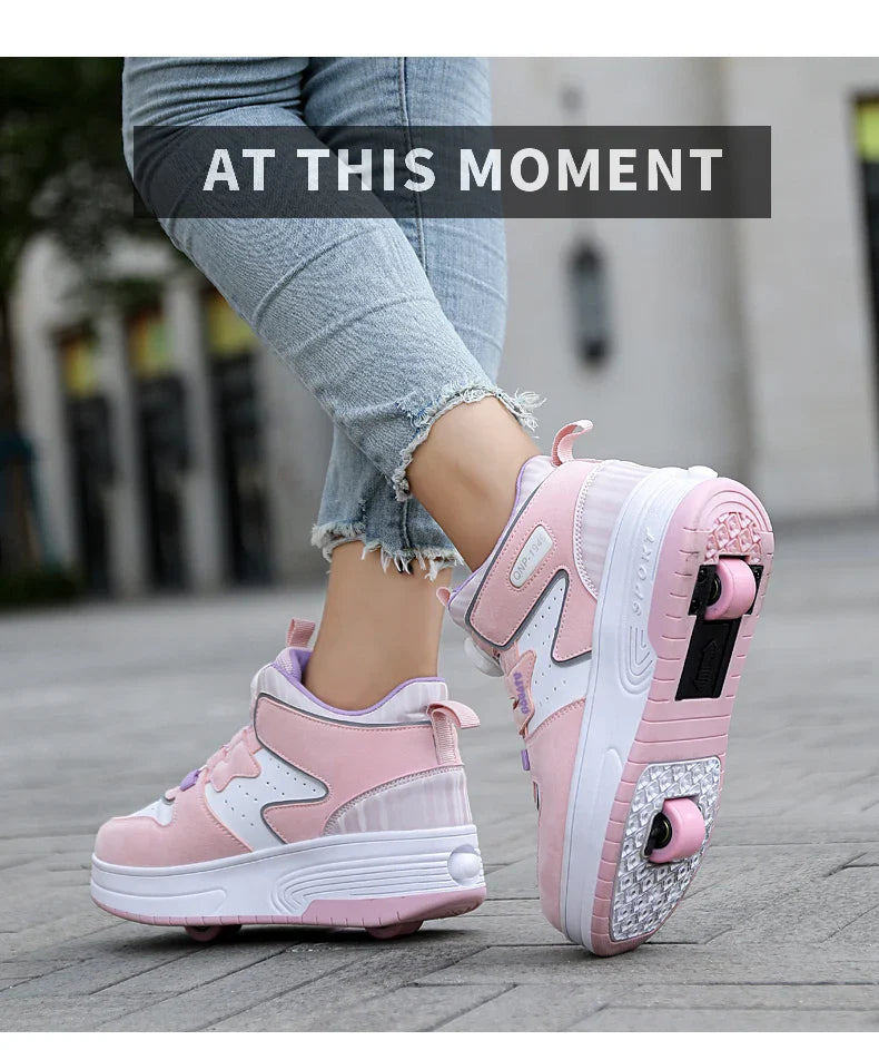 Children Junior Roller Skate Shoes Kids Sneakers with Two Boys Girls Wheels Shoes Running Adult Casual Boys Shoes size 31-42