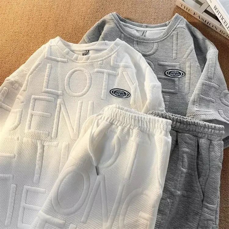 Trendy Casual Suit Men's Fashionable Five-piece Set Elegant Summer Simple Style Loose Fitting Long Sleeve Business Attire