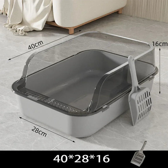 Kitty Sandbox Cat Litter Box Semi-enclosed Splashproof Cat Tray Cat Toilet Cleaning Basin Supplies Pet Toilet Kitten Tray Bedpan