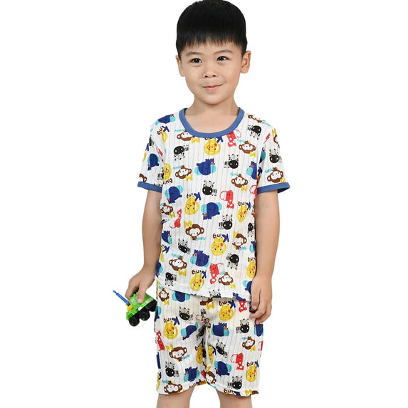 Children's Clothing Summer Boy Girl Home Sleepwear Sets Kids Cotton Short Sleeve T-Shirt Tops with Shorts Toddler Baby Pajamas