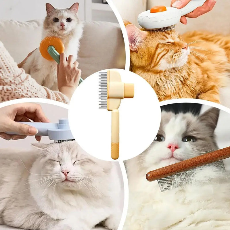 Pet Shedding Comb with Release Button Cat Dog Hair Grooming And Care Comb Long/Short Hair Remover Brush Pet Cleaning Supplies