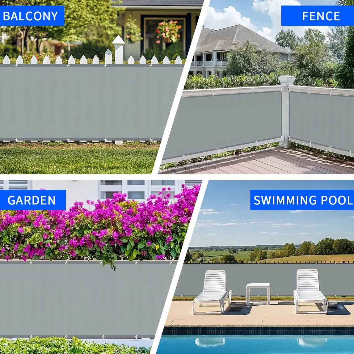 Balcony Privacy Screen Cover Fence Patio Waterproof Shade Cloth 95% UV Protection Shield Deck Shade Sail Garden Porch Pool Decor