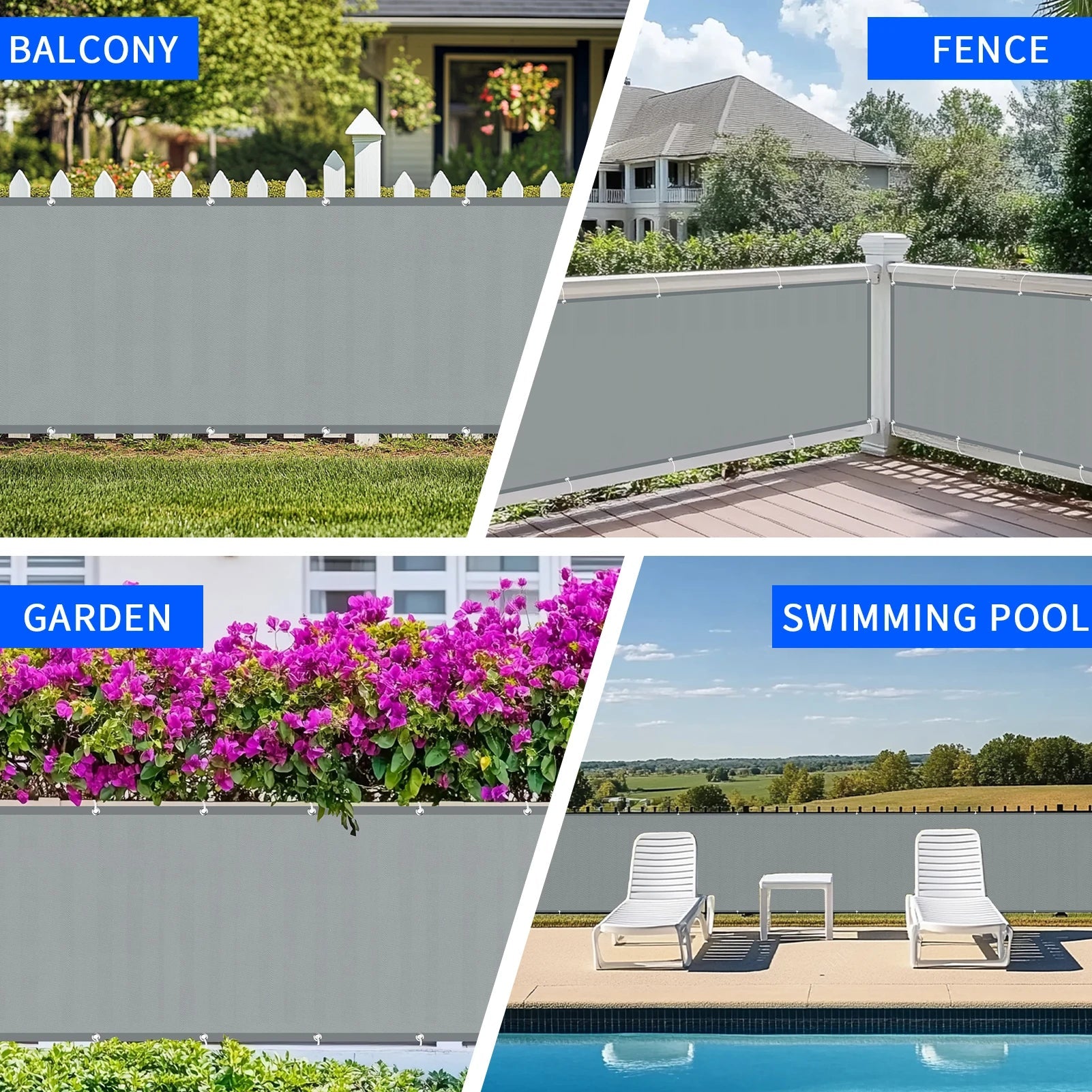 Balcony Privacy Screen Cover Fence Patio Waterproof Shade Cloth 95% UV Protection Shield Deck Shade Sail Garden Porch Pool Decor