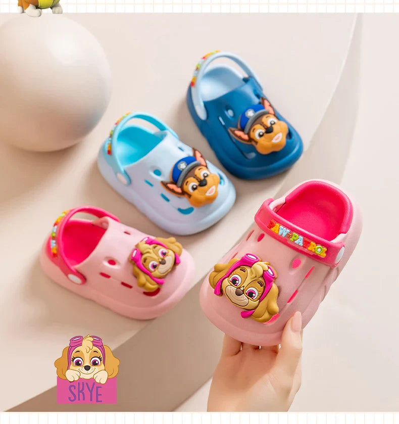 PAW PATROL Kids' Garden Shoes Boy and Girl Indoor Non-slip Soft Sole Slippers Breathable Deodorant Cute Cartoon Bow-Top Sandals