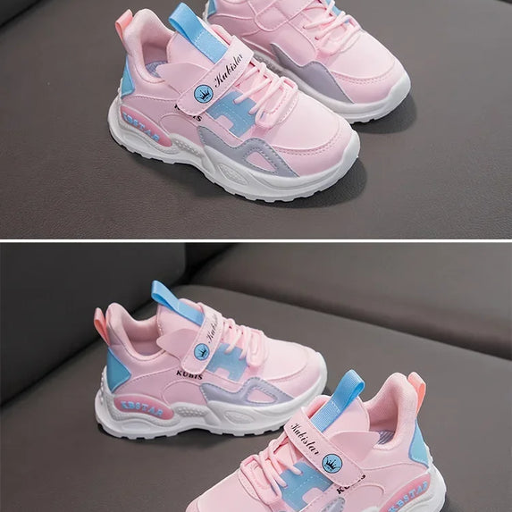 Kids Spring Sneakers Girls School Casual Shoes Outdoor Breathable Running Shoes Light Soft Tenis Pink Non-slip Children Shoes