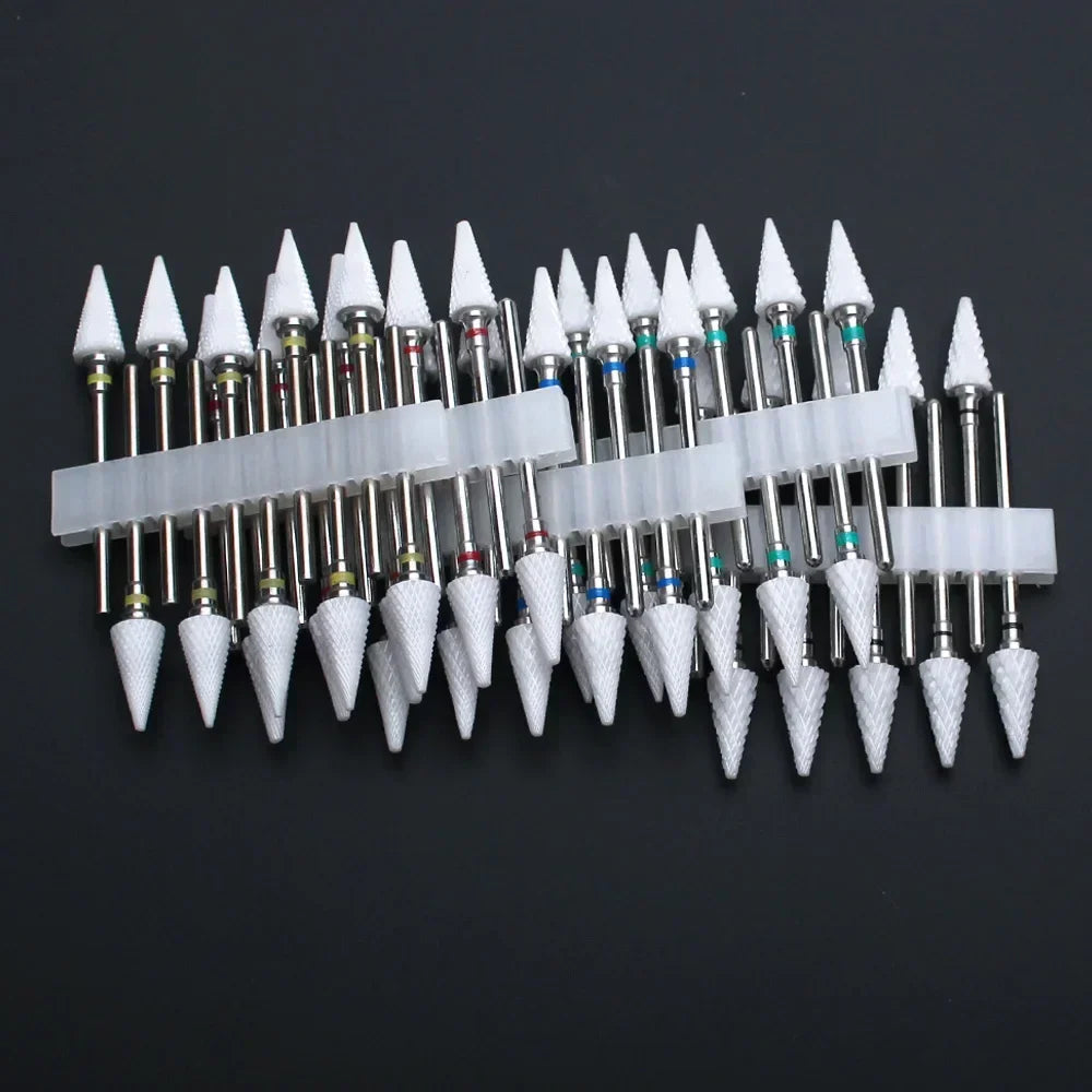 10pcs Ceramic Nail Drill Bits Set Milling Cutter for Manicure Drills Electric Nail Files Cuticle Remove Nail File Art Tools