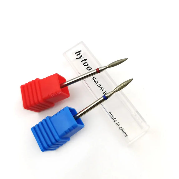 HYTOOS Fine Diamond Nail Drill Bits Flame Shape Russian Mills Cuticle Clean Burr Electric Manicure Drills Nails Accessories