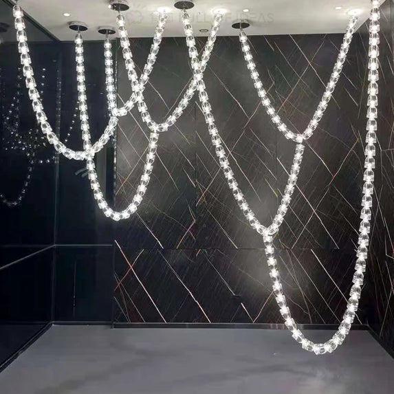 Post-modern simple luxury dining room glass chandelier Nordic designer minimalist art strip living room study bar