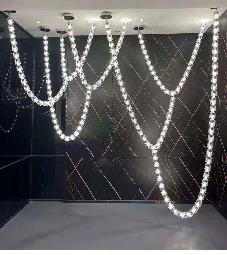Post-modern simple luxury dining room glass chandelier Nordic designer minimalist art strip living room study bar