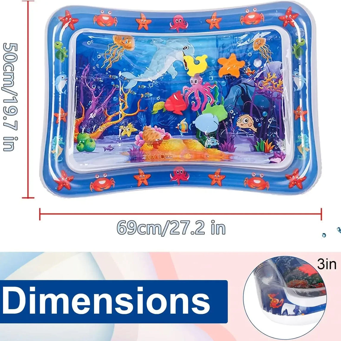 Water Sensory Play Mat Thickened Inflatable Water Mat For Cat And Dog Pet Playmat With Fish Sea Ocean Theme Sensory Toy Water