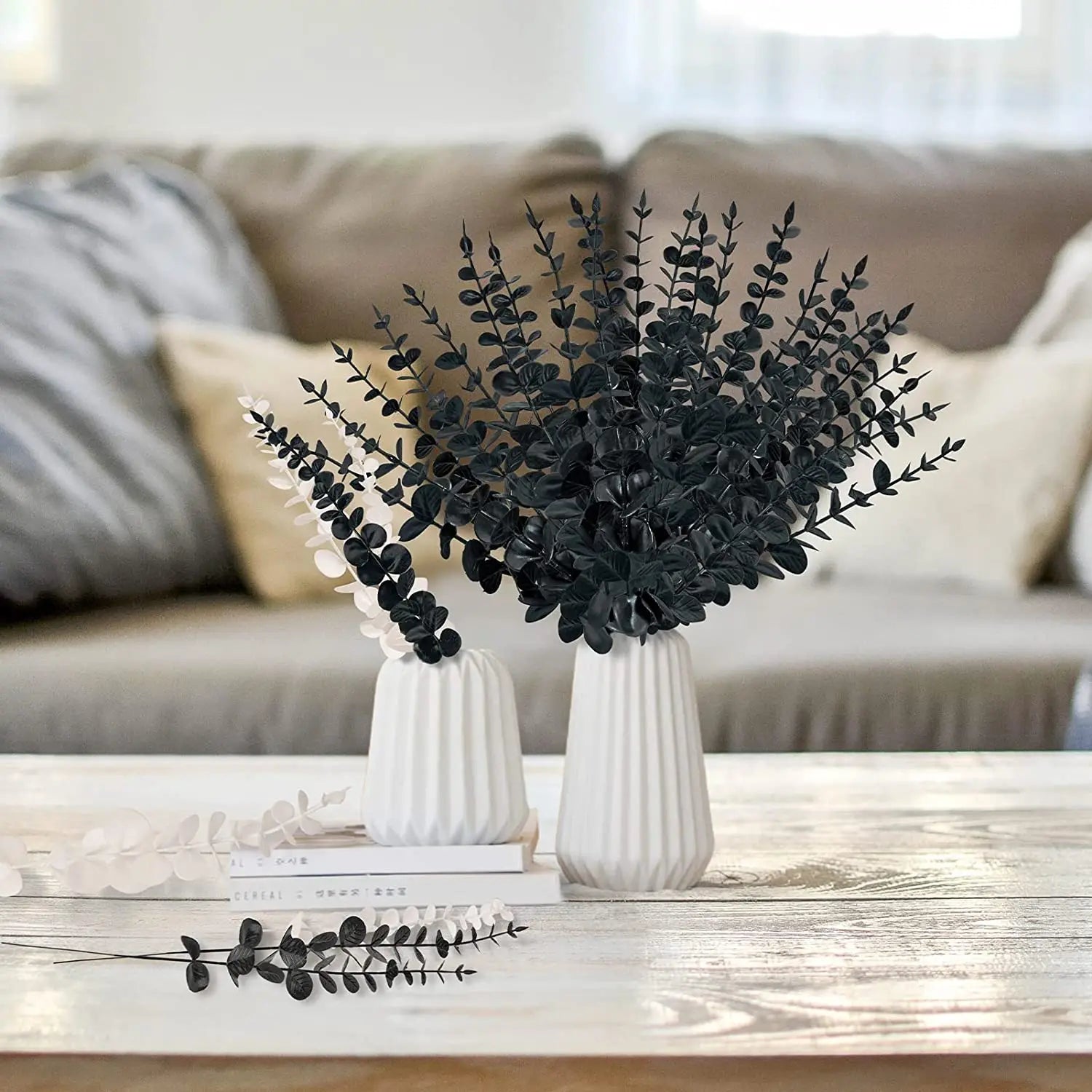 Yannew 12pcs Artificial Eucalyptus Stems Silver Dollar Greenery Fake Plants for Wedding Bouquet Floral Arrangement Home Decor