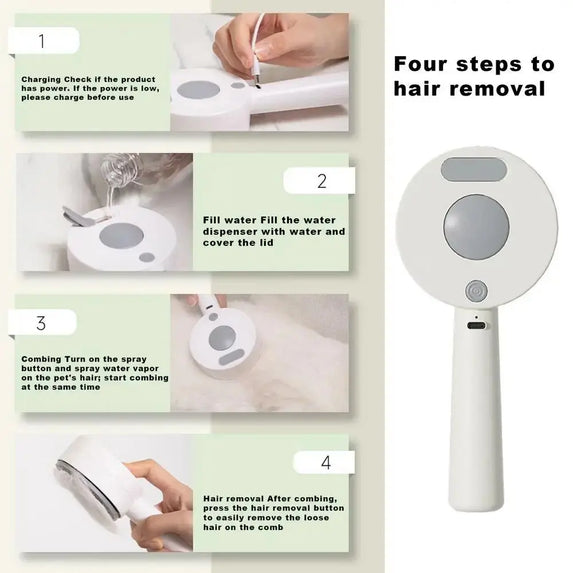 Anti-Static Pet Spray Hair Comb Massaging Demating Cat Steamy Shedding Brush Removes Loose Fur One-click Cleaning Button